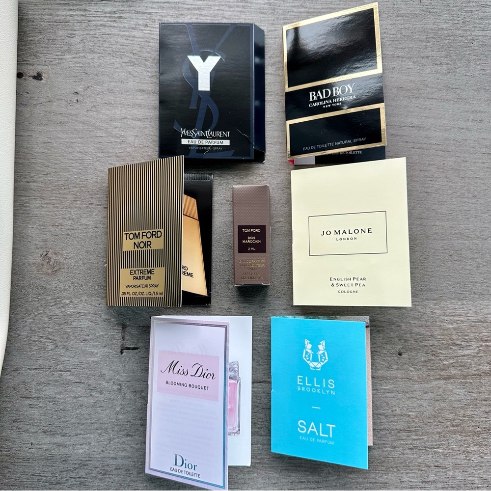 7 fragrance samples - Tom Ford, YSL, Jo Malone, Dior, Carolina Herrera, & more